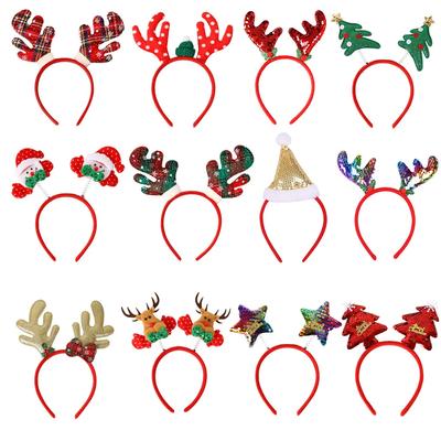 Christmas Festival Dress Headband for Children Adult Elk Antlers Star Santa Claus Birthday Party New Year Headwear Gift for Kids
