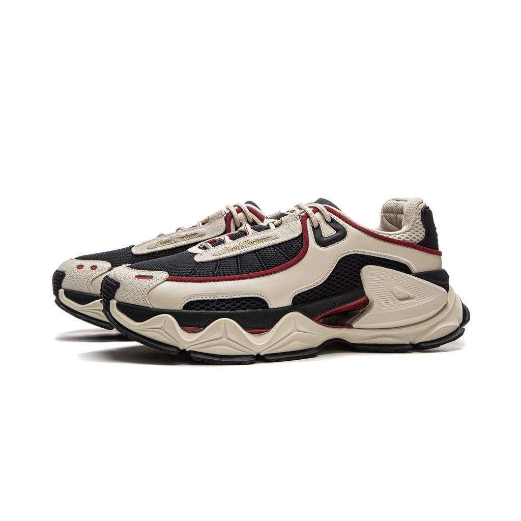 Li Ning Yue Ling Medm Soft Comfortable Trendy Sports Non-Slip Wear-Resistant Low-Top Casual Shoes Men Casual Shoes Beige Black AZGV071-6