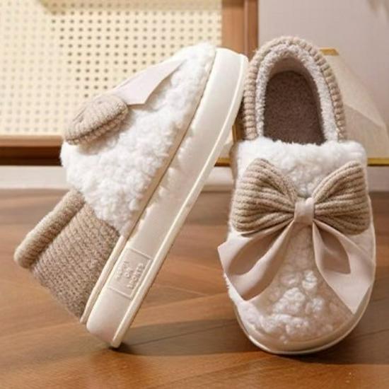 Women's Winter Bowknot Cotton Non-Slip Slippers