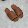 Johnature Retro Genuine Leather Flat Slippers Leisure Versatile Peep Toe Soft Sole Women's Outdoor Slides