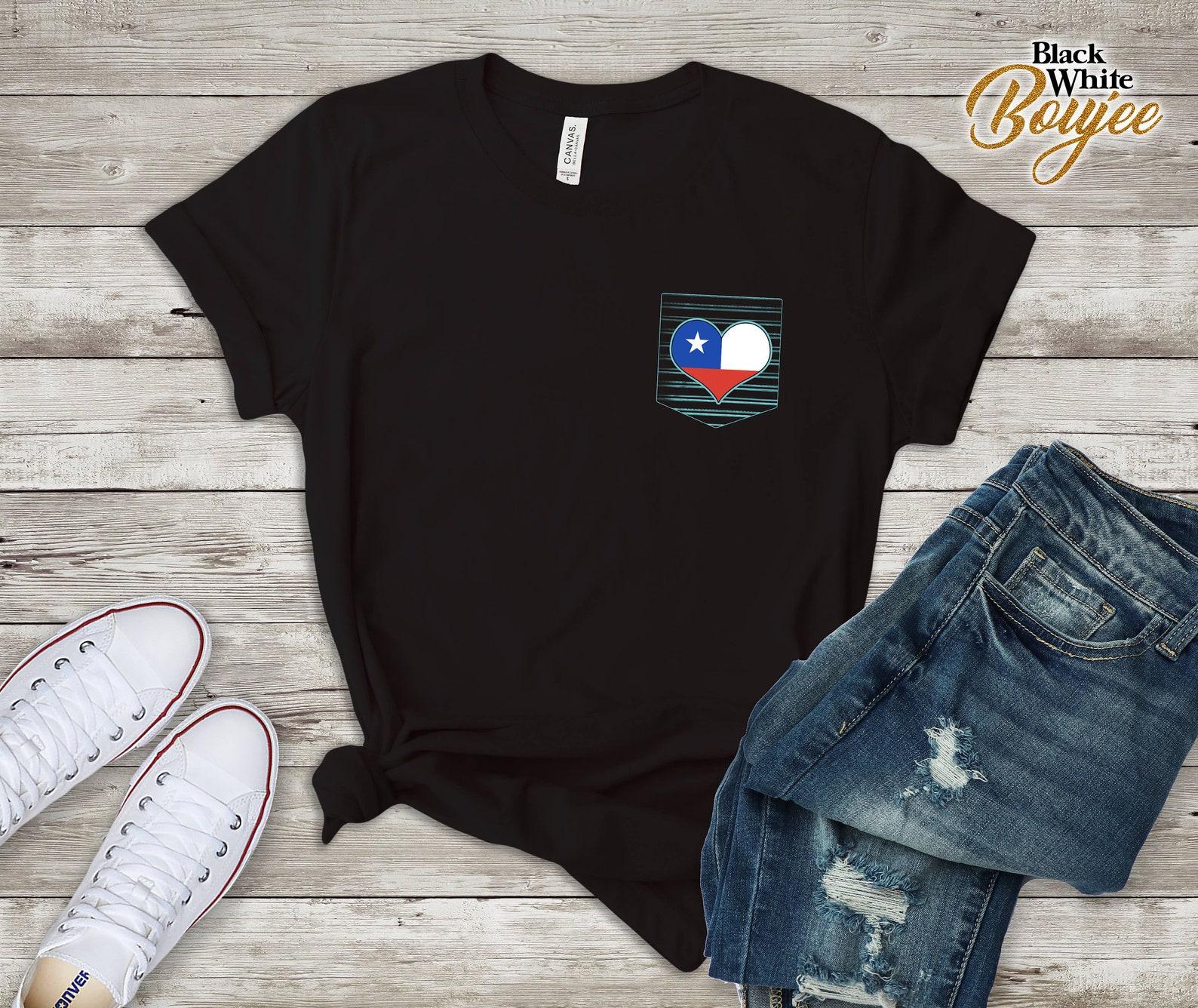 Chilian Flag Heart in Pocket Love Chile Pride Gift T-Shirt 3XL