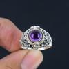 Natural Amethyst Gemstone 925 Sterling Silver Poison Locket Ring For Women & Girls