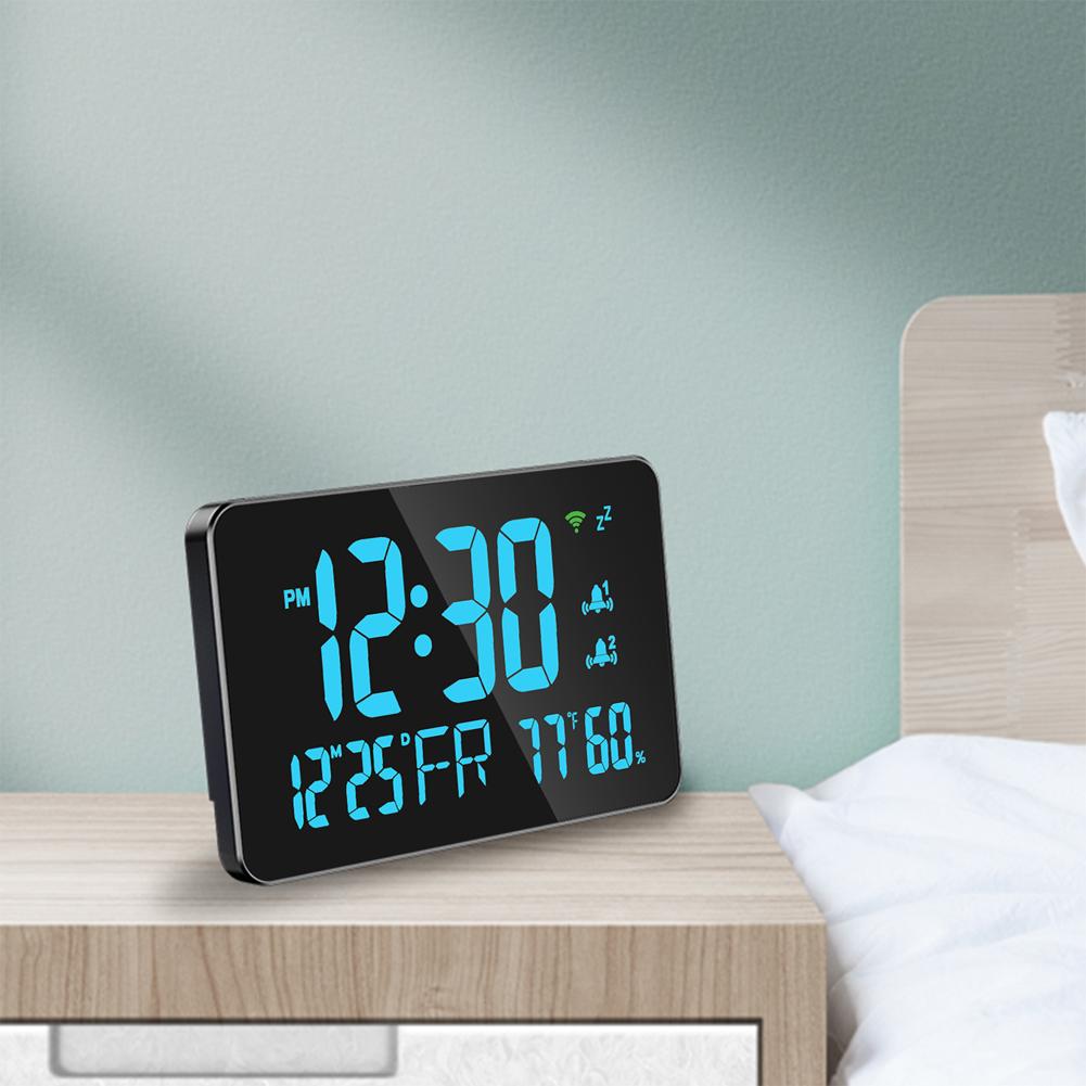 WiFi Desktop Clock Calendar Intelligent Thermometer Hygrometer with Digital LED Display Support WIFI Auto-CalibrationCelsius4- Br
