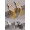 Punk Styles Bead/Rhinestone Epaulets Easy Install Pin Epaulettes with Tassels Metal Chain for Stage Costume Dress Decors