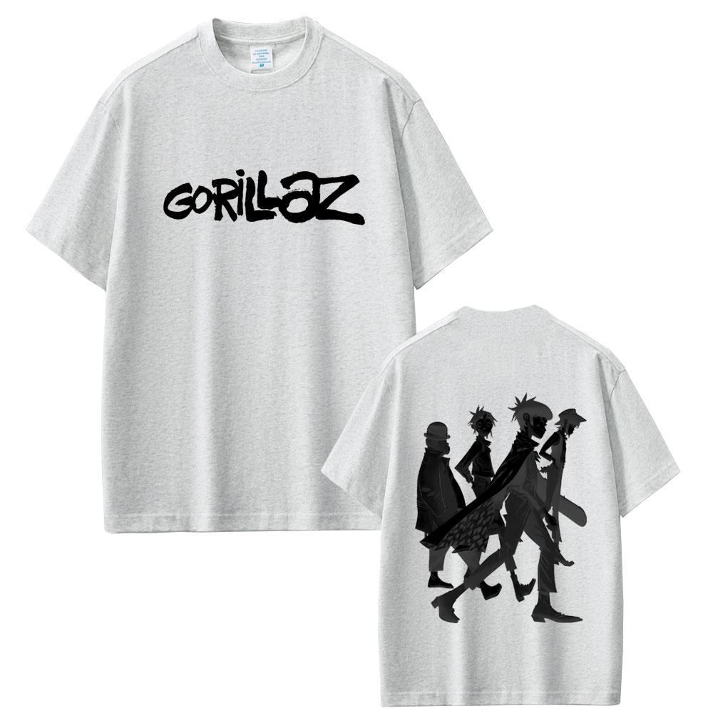 Limited Rock Band Gorillaz Print Tshirt Men Women Casual Oversized Crewneck T Shirts Male Fashion High Quality Cotton Tshirt