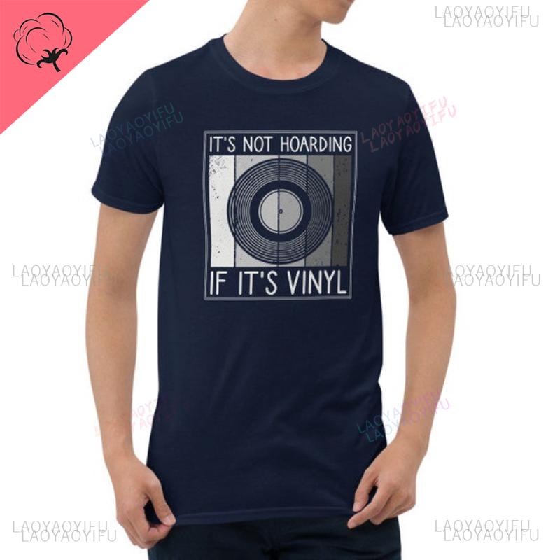 Camiseta de Algodón Disco de Vinilo No es Acaparar Si Son Vinilos Regalo Divertido para DJ Coleccionistas de Discos Tops Camiseta Unisex Estética Streetwear