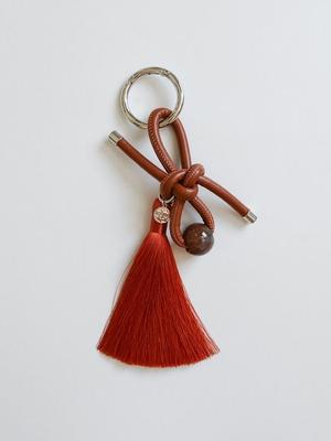 SOSOO Ribbon Lether Stone Tassel Key-ring