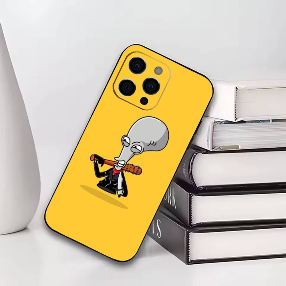 Cartoon A-American Dad  Phone Case For iPhone17,16,15,14,13,12,11 Plus,Pro Soft Silicone Black Cover iPhone12PROMAX