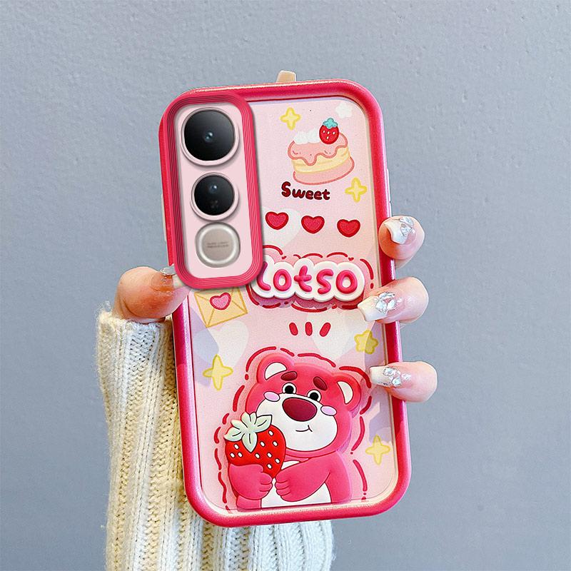 KEYSION Shockproof Case for VIVO V50 Lite 5G with Lanyard Soft Silicone Cute 3D Cartoon Doll Phone Cover for VIVO V50 Lite