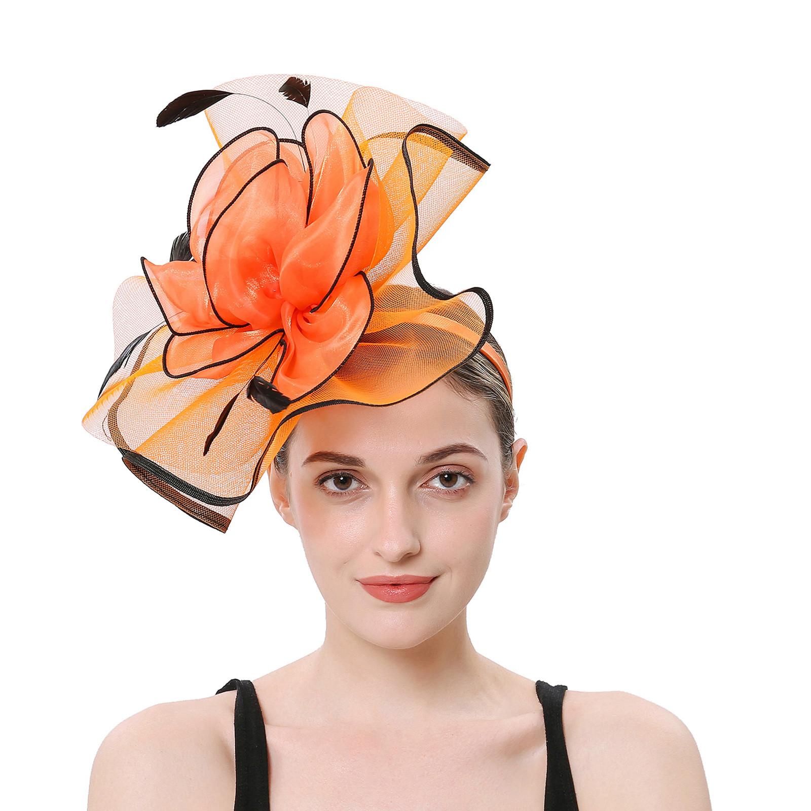 

Женщины Девушки Сетка Чародеи Шляпа Коктейльная Вечеринка Оголовье Головной Убор Свадебная Шляпа One Size оранжевый