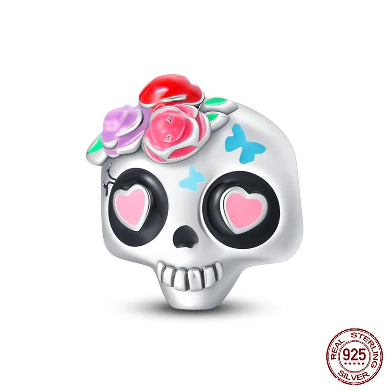 Copper Fashion Halloween Series Luminous Pumpkin Demon Skull Charms Beads Fit Original Bracelet Diy Jewelry