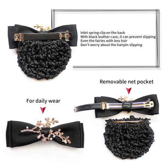 Women Hair Net Temperament Flower Shape OL Style Fishnet Hair Decoration Decorative Soft Bow-knot Lady Bud Hair Net for Airline Stewardess