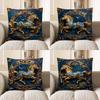 2D Gilded Horse With Butterflies Decorative Pillow Pattern Cushion Cover Suitable For Sofa Bedroom Car Pillow Cover