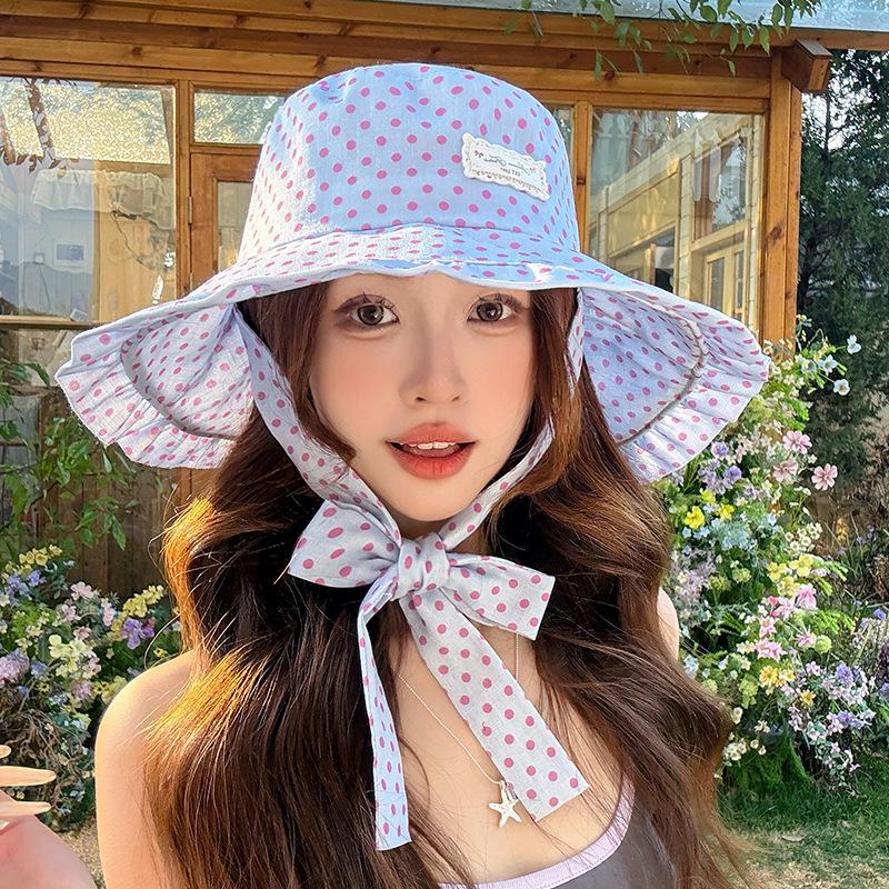 New Retro Plaid Fisherman Hat Woman's Spring And Summer Sunshade Sunscreen Basin Caps Versatile Star Embroidered Large Eave Hats