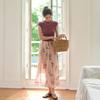 Simpeulleteulo Sr_Print Pleated Pink Floral Skirt