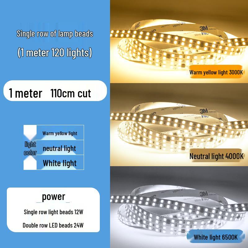 220V Ultra-Thin Flexible LED Strip: Self-Adhesive, Chip-On-Board Design, High-Voltage, Driver-Free for Household Use
