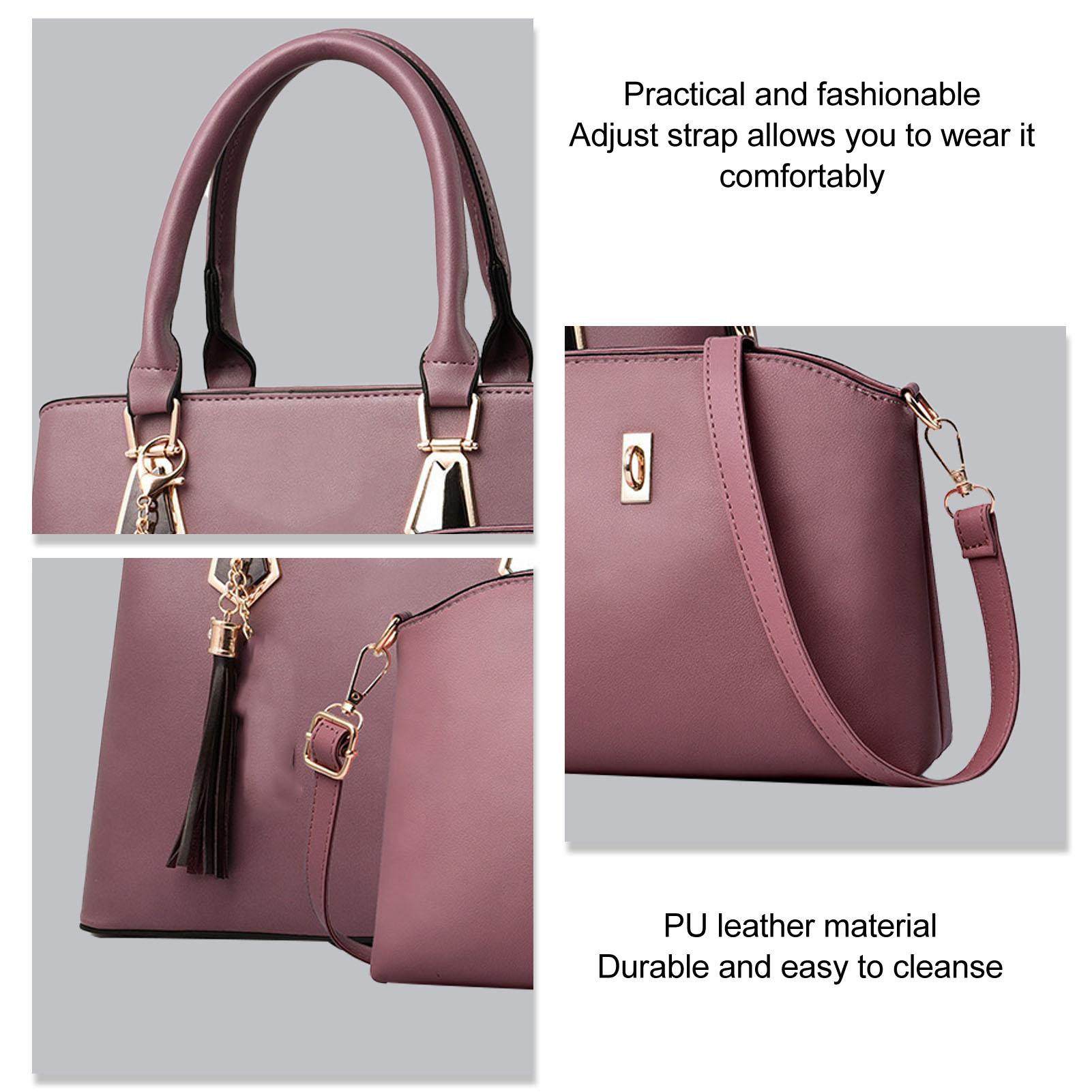 2 шт. Женская сумка Большая вместимость Модная сумка через плечо из ПУ кожи Набор сумок для повседневного использования Светло-фиолетовая Один размер