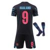 Man City Haaland Set Maglia da Calcio per Bambini Nero Attrezzatura Sportiva Partita di Allenamento Kit da Calcio Bambini