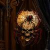 Durable Halloween Home Accessories Wind Chime Skull Spider Suncatcher, Double Side Printed Acrylic Window Retro Horror Party Supplies Ornament,
