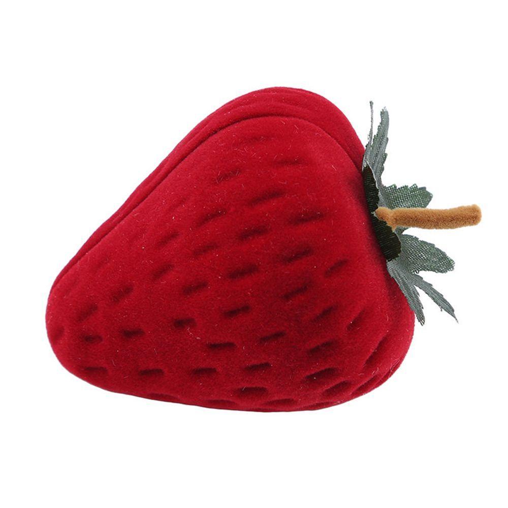 

Cute Earring Storage Strawberry Flocking Jewelry Ring Box Gift Case