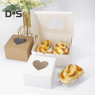 10Pcs Strong Loading Bakery Packing Box Sturdy Practical Wedding Valentine's Day Cake Pastry Case with Heart Window