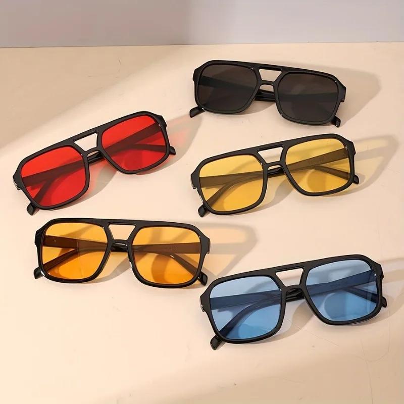 5pcs New PC Double Beam Glasses European and American Square Glasses Men's and Women's Fashion Decorative Glasses