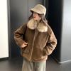 Direct sales hooded fur collar splicing knitted sweater jacket women's autumn and winter simple casual basic cardigan