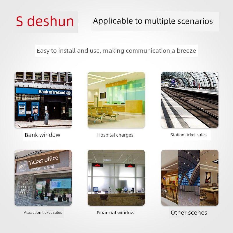 Deshun 236 Window Two-Way Intercom for Banks, Hospitals, Stations, Counter Ticketing, Microphone, and Counter Communication Amplifier