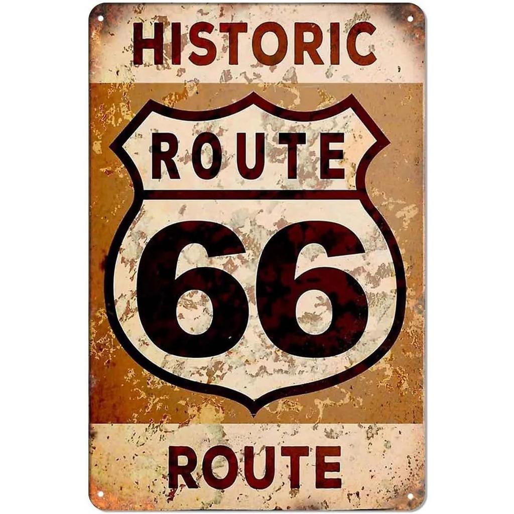 USA Route 66 Metal Signs Wall Poster Plaque Warning Sign Vintage Iron Painting Decoration for Home Cafe Living Room Club Bar