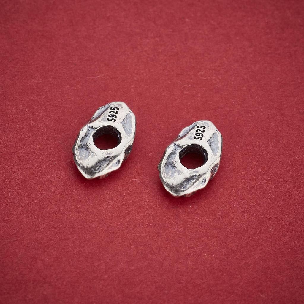 S925 Sterling Silver Hammered Irregular Spacer Beads - Meteor Crater Washers for DIY Bracelet Making