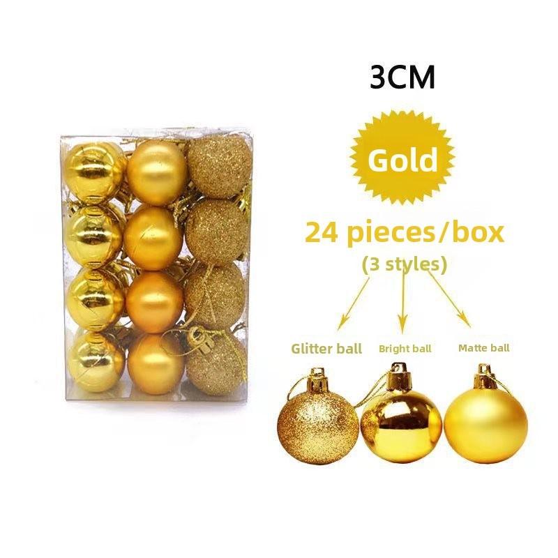 30mm Pack 24 Christmas Matte And Glitter Decor Ball Festival Props Atmosphere