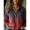 Women's Spring and Summer New Retro Printing Long-sleeved Casual Shirt Imitation Cotton and Linen Shirt