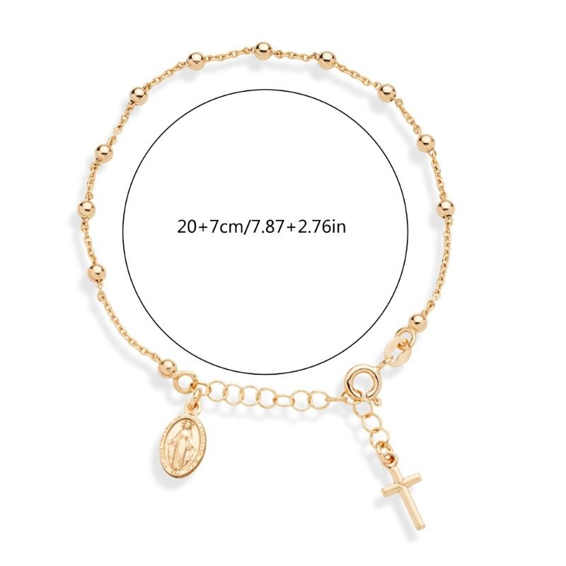 Rosary Bracelet Christ Prayer Wristband Round Metal Rosary Bracelet Favor Catholic Mini Rosary Beads Bracelet For Women