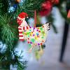 Christmas Scarf Chicken Holiday Decoration Wooden Pendant 5Pcs for Xmas Tree Home Party Front Door Wall Window Hanging Ornament