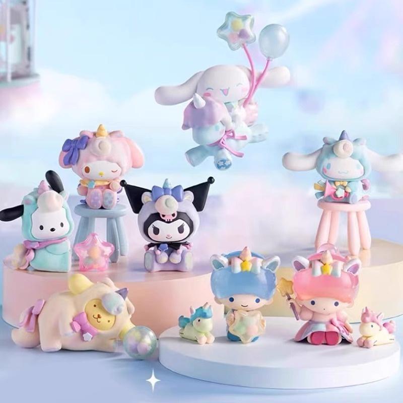 San Rio Fantasy Park Blind Box Series Kuromi Pacha Dog Cinnamoroll Lovely Characters Collectible Handmade Ornament Girl Gift Idea