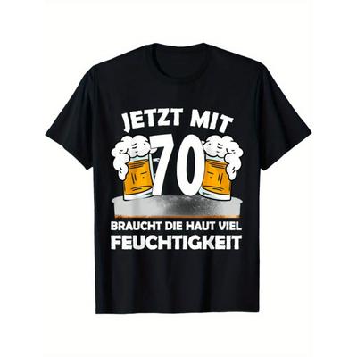 70th Birthday Party Outfit: Funny 70 Years Old T-Shirt for Men & Women - German Beer Theme with Beer Mug Graphics & Number 70 Design - Comfortable