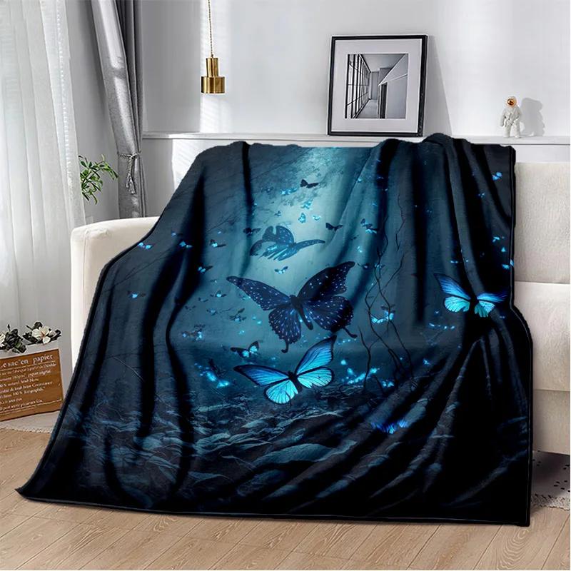 HD Fantasy Butterfly Flower Cartoon Blanket,Soft Throw Blanket for Home Bedroom Bed Sofa Picnic Travel Office Cover Blanket Kids