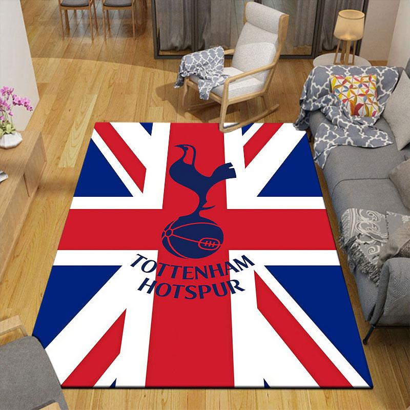 Tottenham Hotspur F.C Flannel Printed Carpet, Home Sofa Decoration for Living Room & Bedroom, Non‑Slip Play Flannel Floor Mat for Game Room