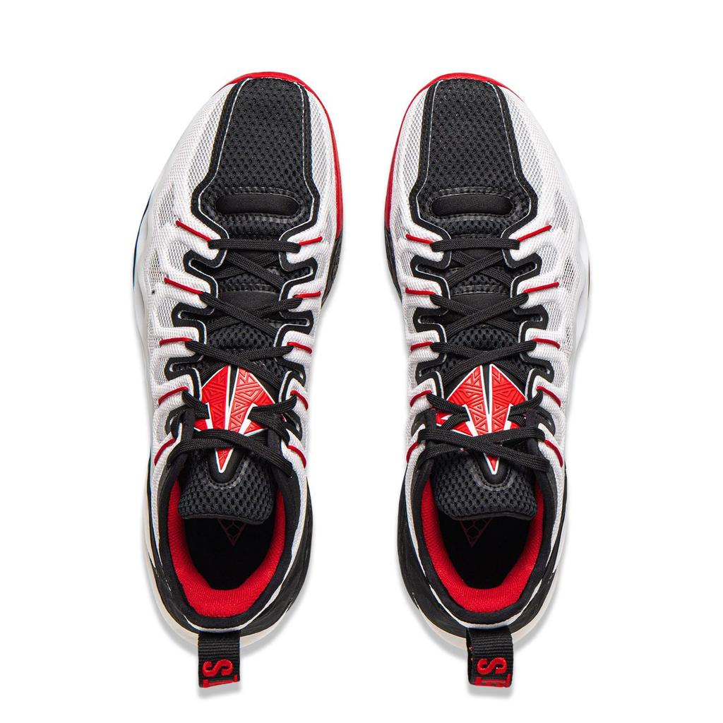 Li Ning Buckets Cushioning Slip Resistant Breathable Low Top Basketball Shoes Men's Black White ABAV051-3
