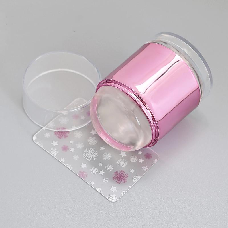 Flower Shape Nail Stamper Set with Clear Silicone Head Manicure Scraper Transfer Templates Kit for Nail Art Stamping