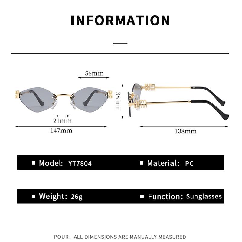 Gradient Rimless Cat Eye Metal Sunglasses Women Men High Quality Luxury Brand Sun Glasses Simple Leisure Lady Man Glasses UV400