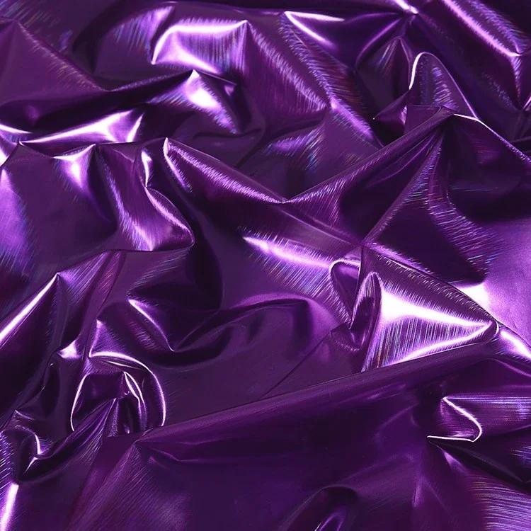 100x150cm Pu Leather Chameleon Waterproof Down Coat Fabric Glossy Symphony Gradient for Leather Jacket Fabric Materials