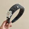 Sweet Floral Pearl Hair Hoop Korean Style Wide Edge Hairband Flocking Flower Headband  Lady