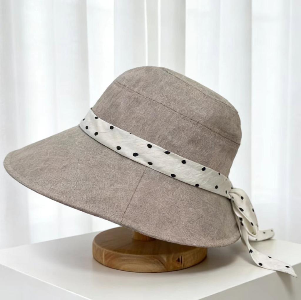 New butterfly polka dot streamer spring and summer outdoor travel anti-sun hat sun hat new ultraviolet sunshade bucket hat