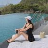 Women's Sexy Sporty Solid Color Strappy One-Piece Swimsuit - Slim-Fit Backless Hot Spring Swimwear
