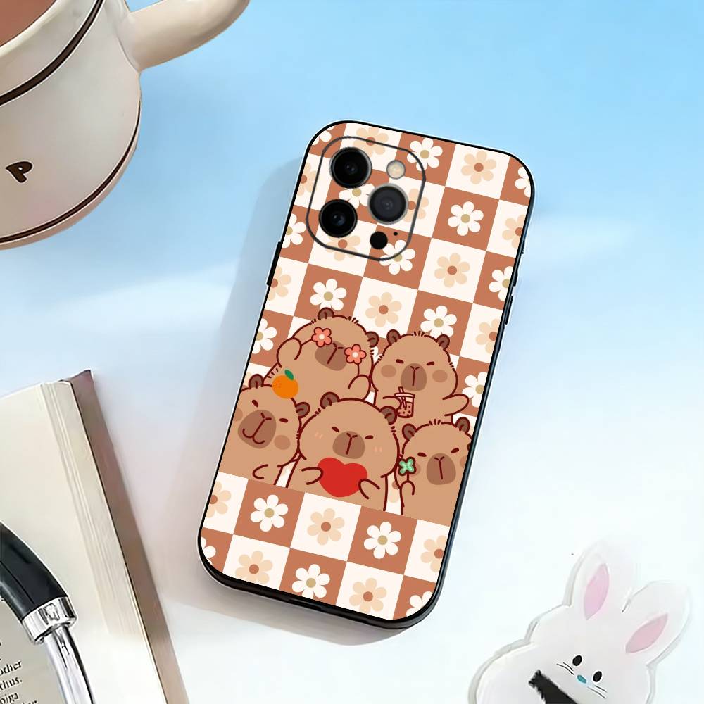 

Cute K-Kawaii Capybara Phone Case Silicone Soft For IPhone 17 16 15 14 13 12 11 X XR Plus Pro Max Plus iPhone15plus