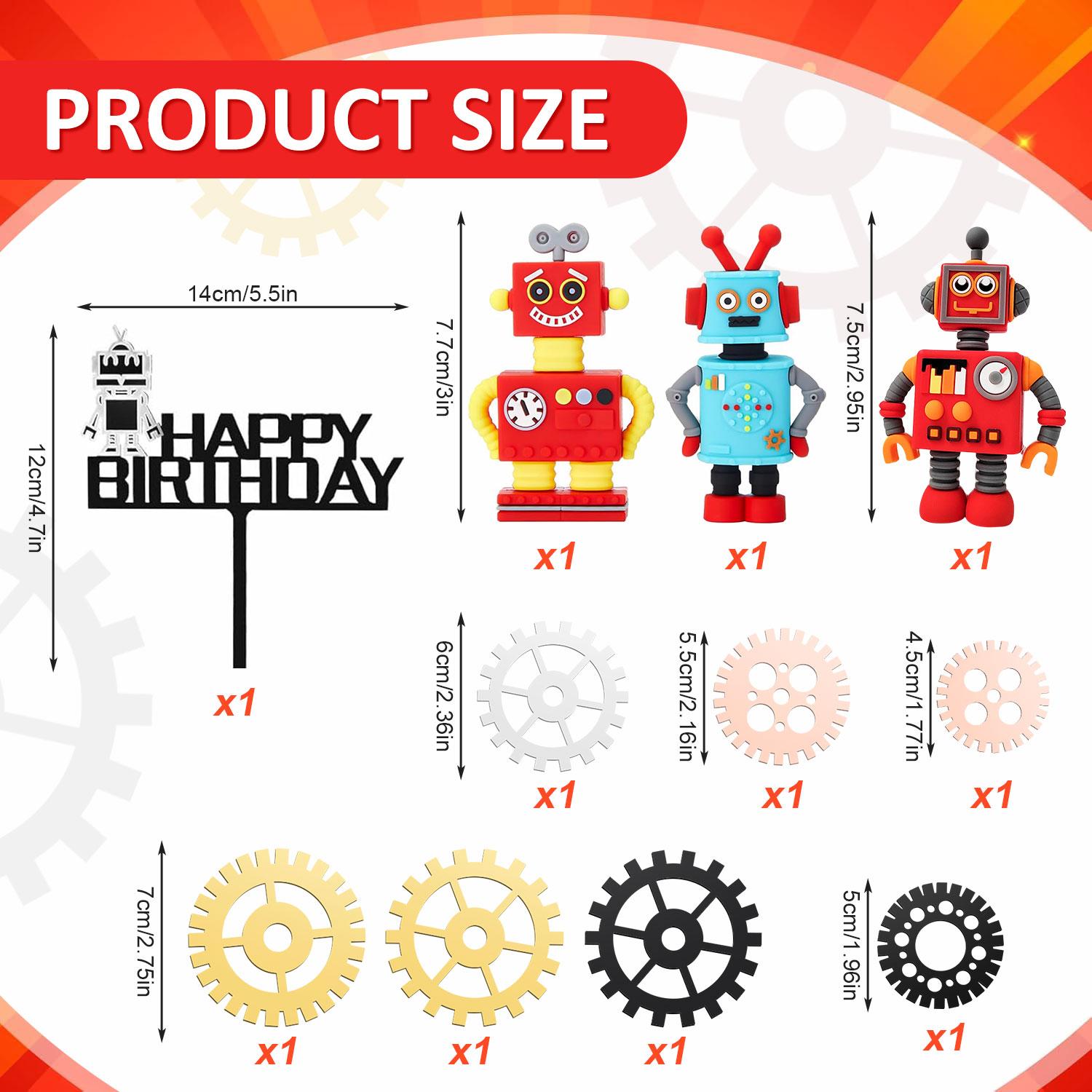 

11Pcs Robot Cake Toppers for Boys Robot Birthday Robot Cake Cupcake Decorations Robot Figurine for Robot Birthday Party Supplies