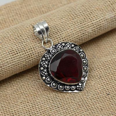 Garnet Gemstone 925 Sterling Silver Handmade Jewelry Elegant Pendant For Her