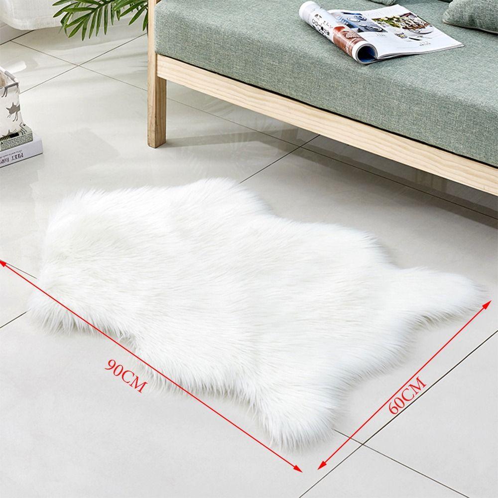Soft Imitation Wool Bedside Rug Fluffy Shaggy Floor Protection Long Plush Rug Washable Home Decor Bedroom Carpet Bedroom