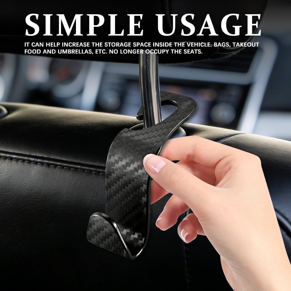 4PCS Car Back Seat Headrest Hooks, Purse Holder for Car, Vehicle Back Seat Headrest Hanger Holder Hook, Auto Seat Hook Hanger Storage Organizer for